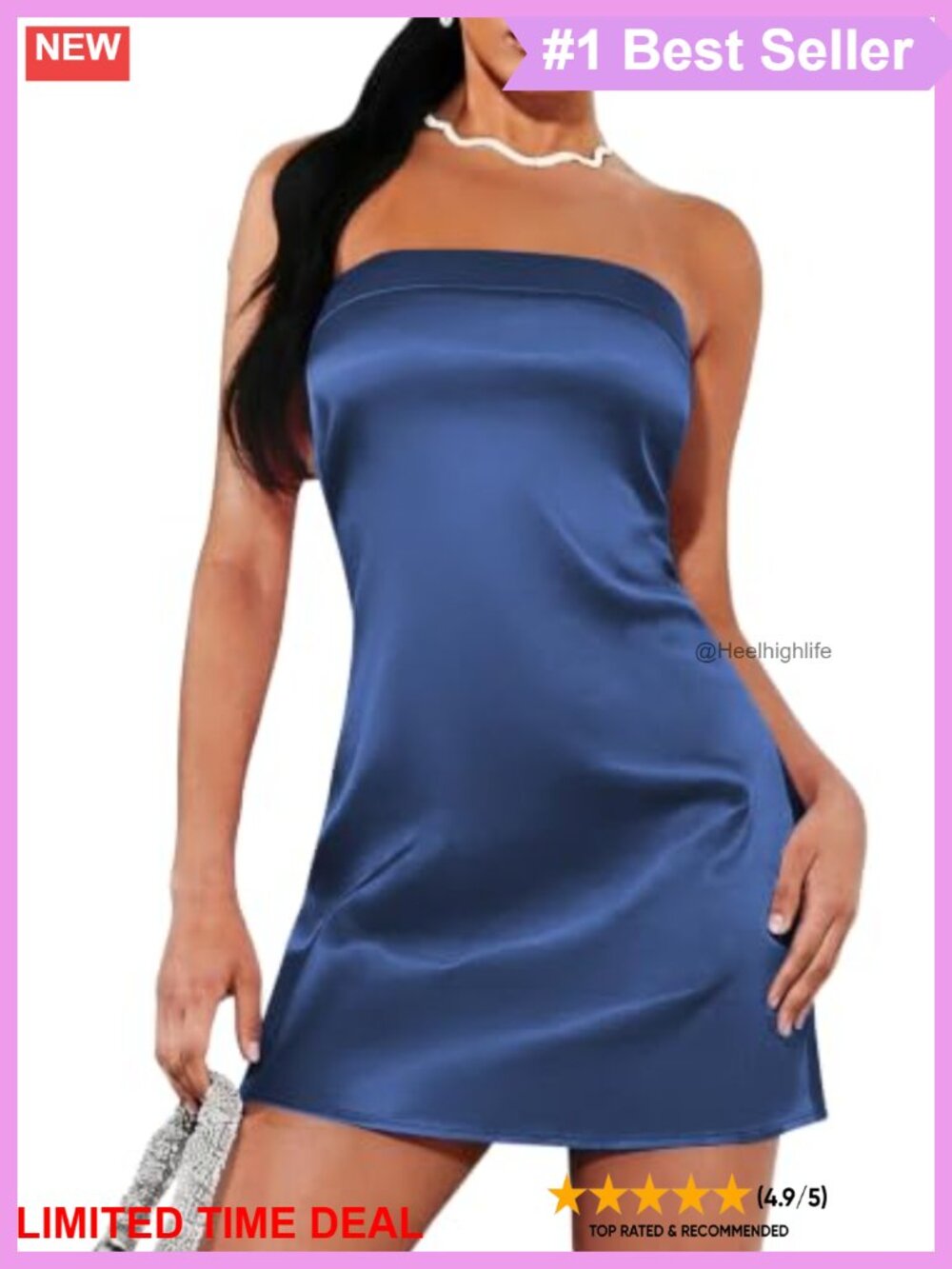 Satin Strapless Bodycon Mini Club Dress Cutout Back Sleeveless Party